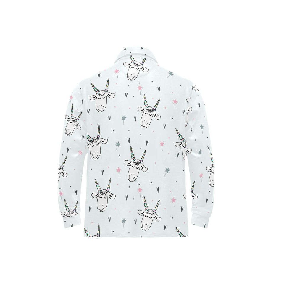 Cute goat design pattern Men's Long Sleeve Polo Shirt