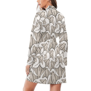 Stingray Pattern Print Design 05 Women's Long Sleeve Belted Night Robe