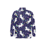 Hand drawn cute unicorn star planet Men's Long Sleeve Polo Shirt