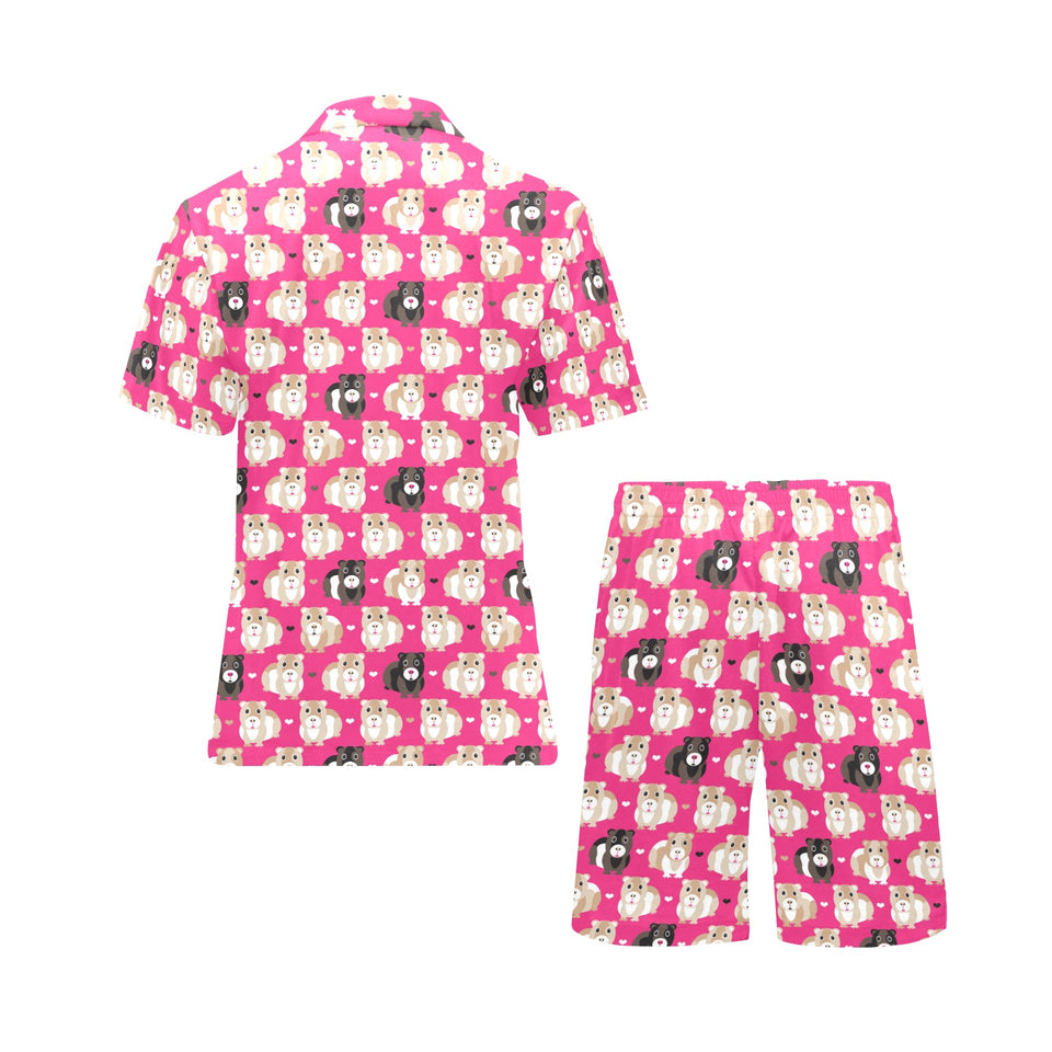 Guinea Pig Pattern Print Design 01 Men's V-Neck Short Pajama Set