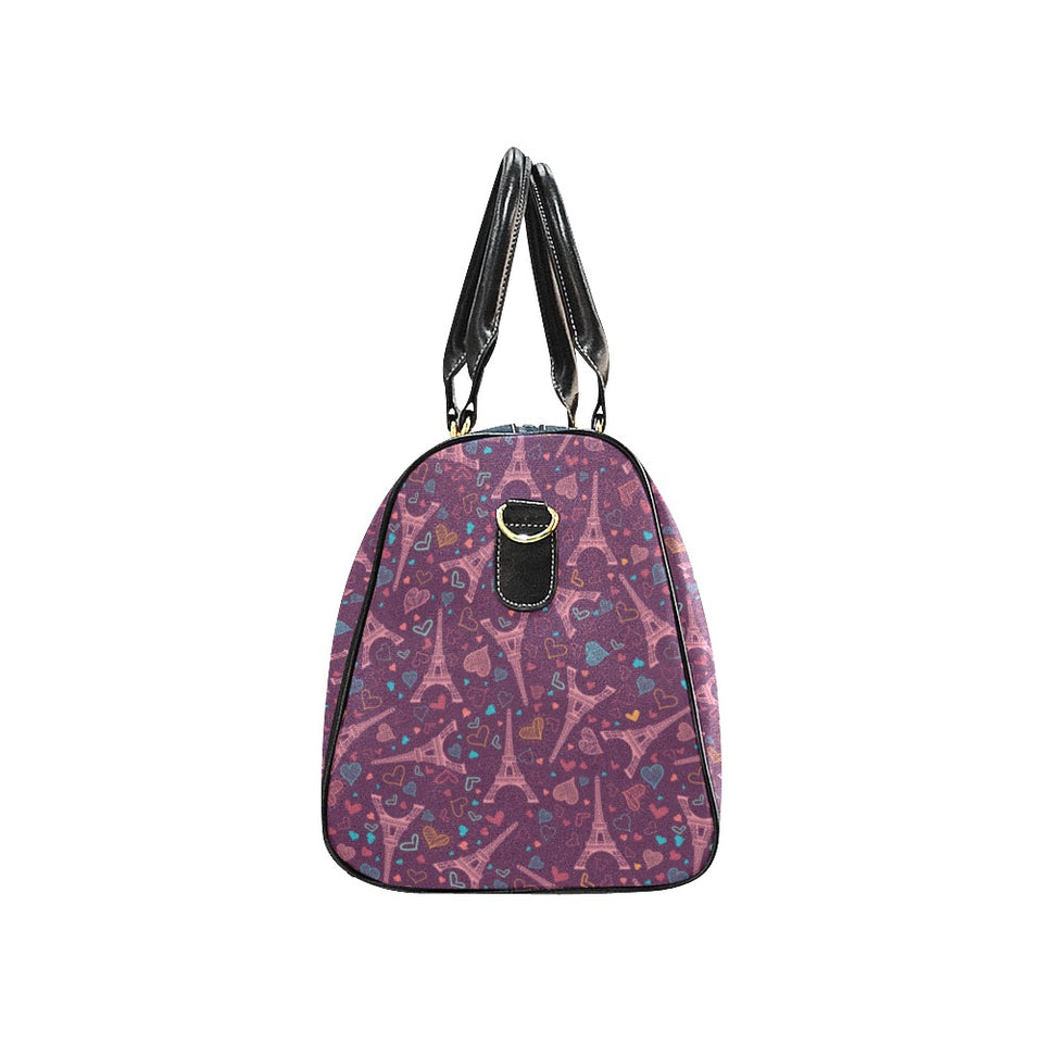 Eiffel Tower Heart Pattern Print Design 04 Travel Bag
