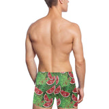 Watermelons tropical palm leaves pattern backgroun Men's Swimming Trunks