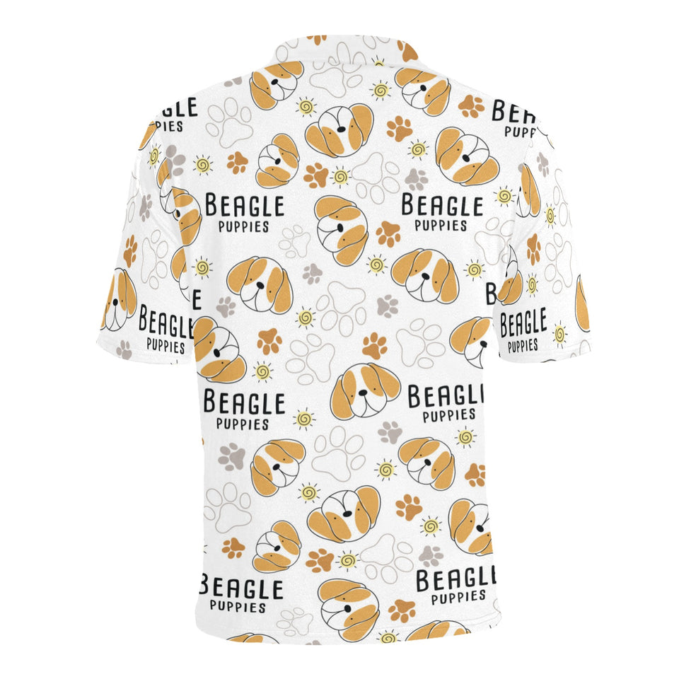 Cute beagle dog pattern background Men's All Over Print Polo Shirt