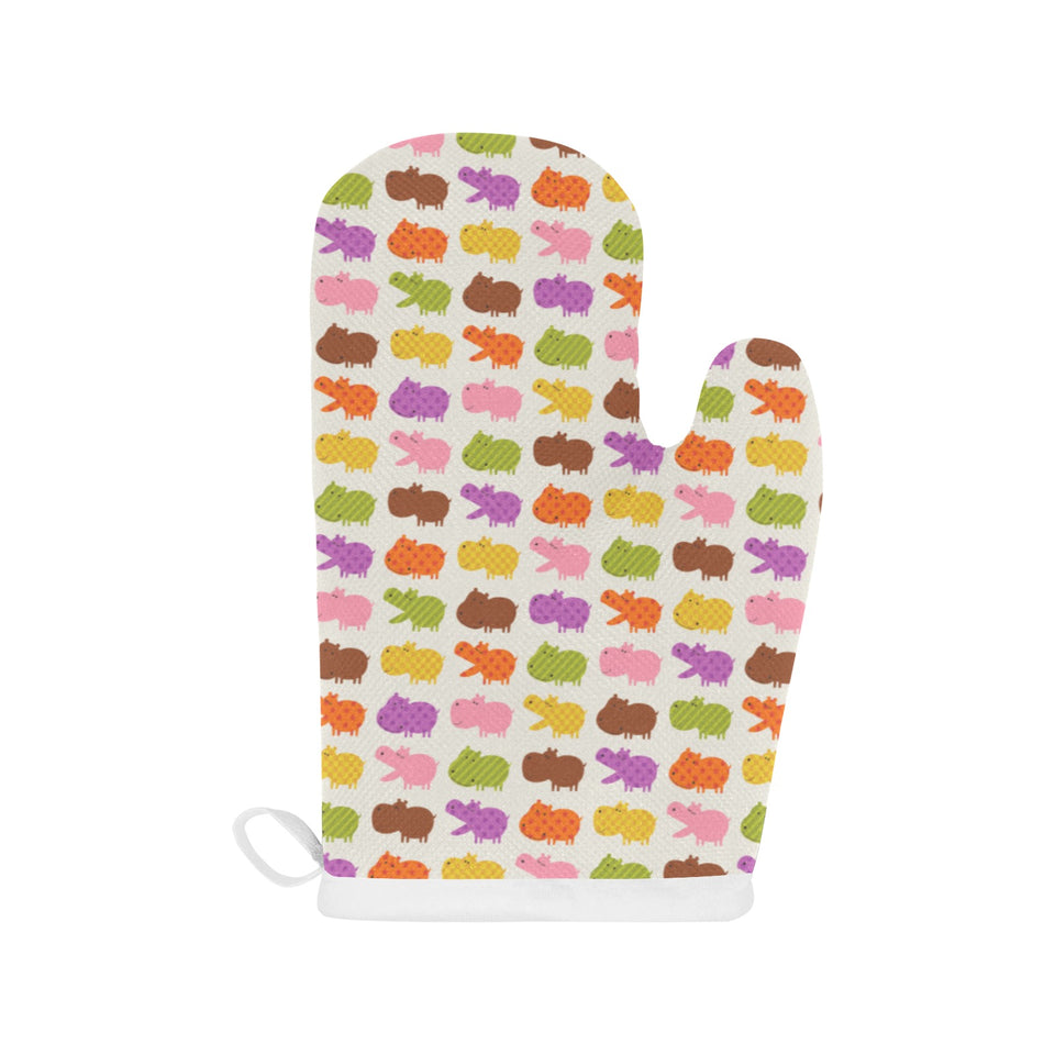 Hippopotamus Pattern Print Design 01 Heat Resistant Oven Mitts