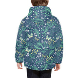 butterfly leaves pattern Kids' Boys' Girls' Padded Hooded Jacket