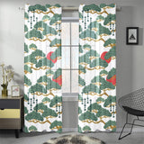 Bonsai red sun japanese pattern Gauze Curtain