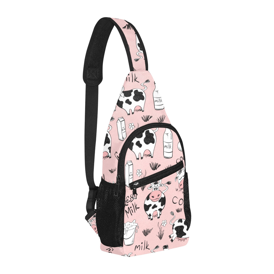 Cows milk product pink background All Over Print Chest Bag
