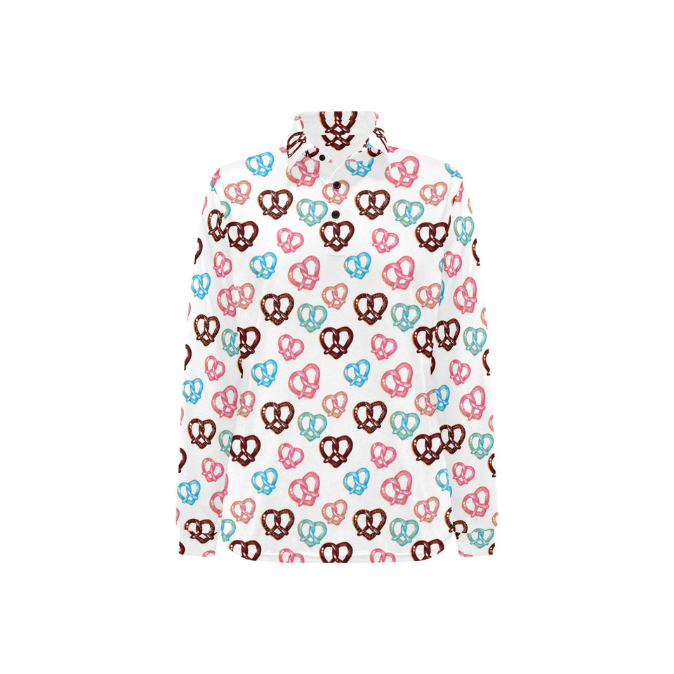 Pretzels Pattern Print Design 04 Women's Long Sleeve Polo Shirt