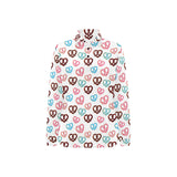 Pretzels Pattern Print Design 04 Women's Long Sleeve Polo Shirt