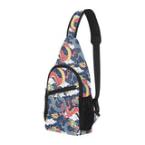 Blue red dragon cloud pattern All Over Print Chest Bag