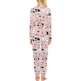 Cows milk product pink background Women's All Over Print Pajama Set
