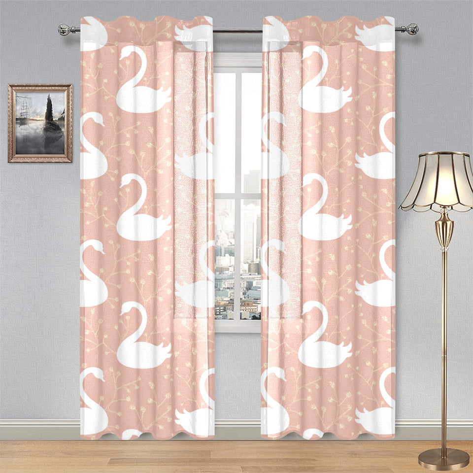 Swan flower light pink background Gauze Curtain