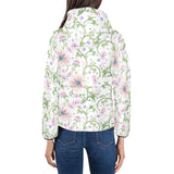 Beautiful pink lotus waterlily leaves pattern Women's Padded Hooded Jacket