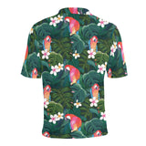 Parrot Palm tree leaves flower hibiscus pattern Men's All Over Print Polo Shirt