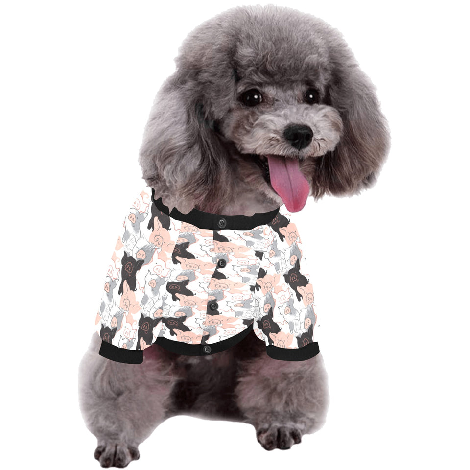 Pig Pattern Print Design 05 All Over Print Pet Dog Round Neck Fuzzy Shirt