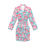 3D sakura cherry blossom pattern Women's Long Sleeve Belted Night Robe