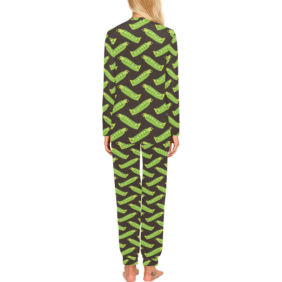 Green Peas Pattern Print Design 05 Women's All Over Print Pajama Set