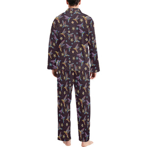 Hummingbird Pattern Print Design 04 Men's Long Pajama Set