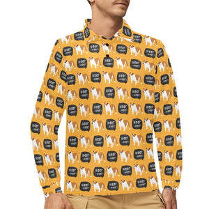 English Bulldog Pattern Print Design 04 Men's Long Sleeve Polo Shirt
