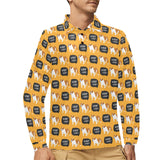 English Bulldog Pattern Print Design 04 Men's Long Sleeve Polo Shirt