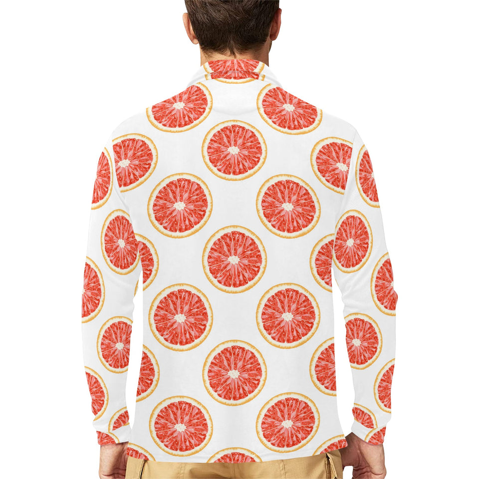 Grapefruit pattern Men's Long Sleeve Polo Shirt