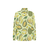 Durian leaves pattern background Women's Long Sleeve Polo Shirt