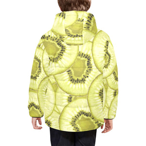 Sliced kiwi pattern Kids' Boys' Girls' Padded Hooded Jacket