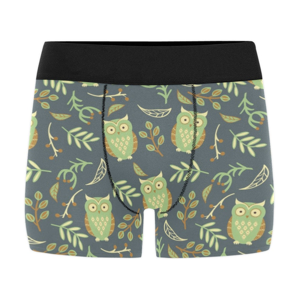 Cute owls leaves pattern Men's All Over Print Boxer Briefs Men's Underwear