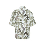 Monkey sloth lemur palm trees pattern Women's All Over Print Hawaiian Shirt