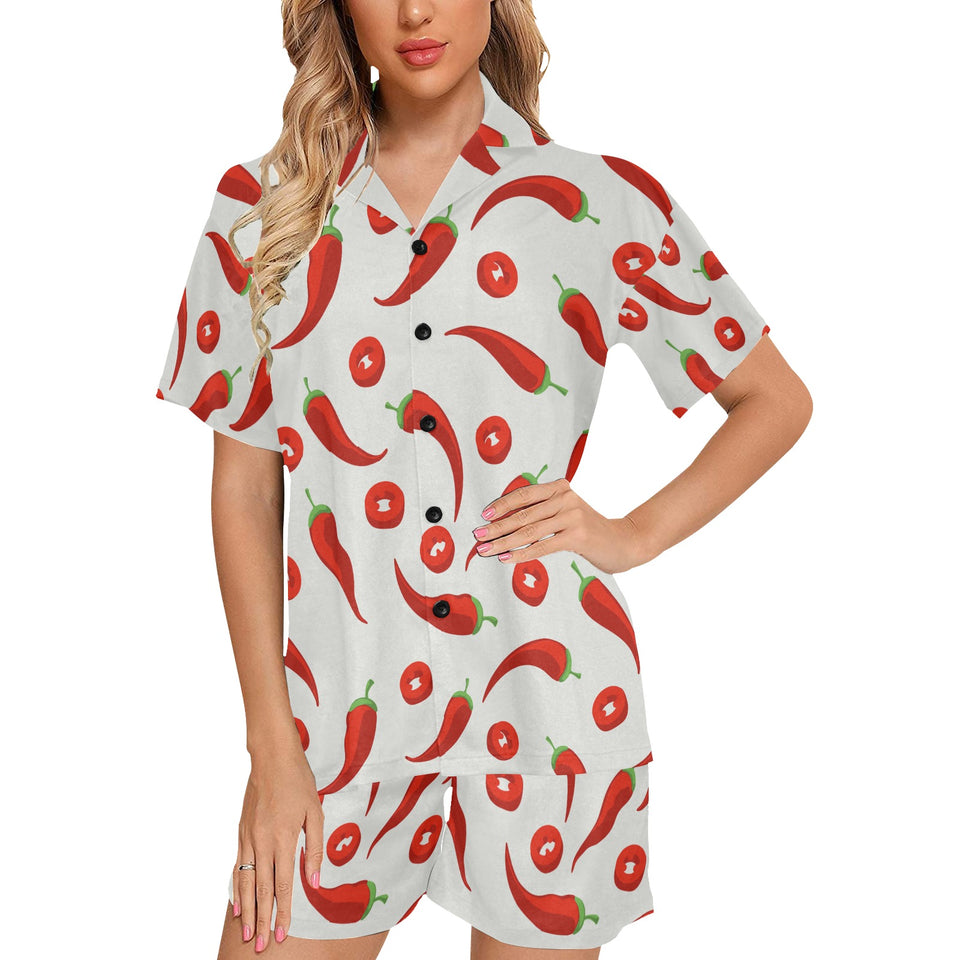 Chili pattern Women's V-Neck Short Pajama Set