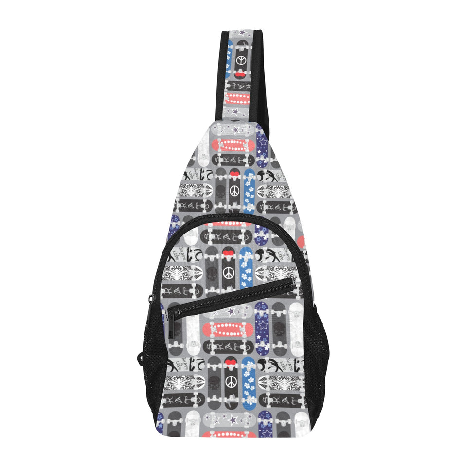 Skate Board Pattern Print Design 04 All Over Print Chest Bag