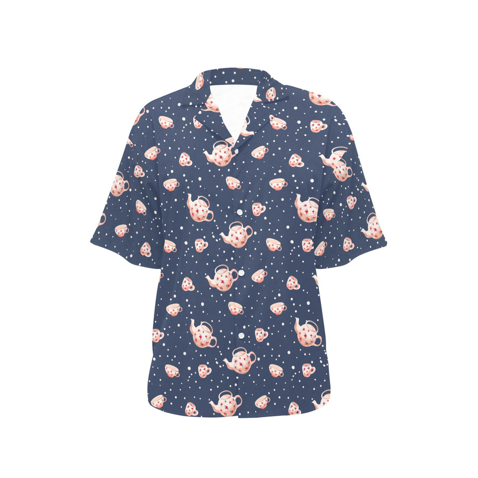 Tea pots Pattern Print Design 04 Women's All Over Print Hawaiian Shirt