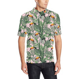 Toucan tropical green jungle palm pattern Men's All Over Print Polo Shirt
