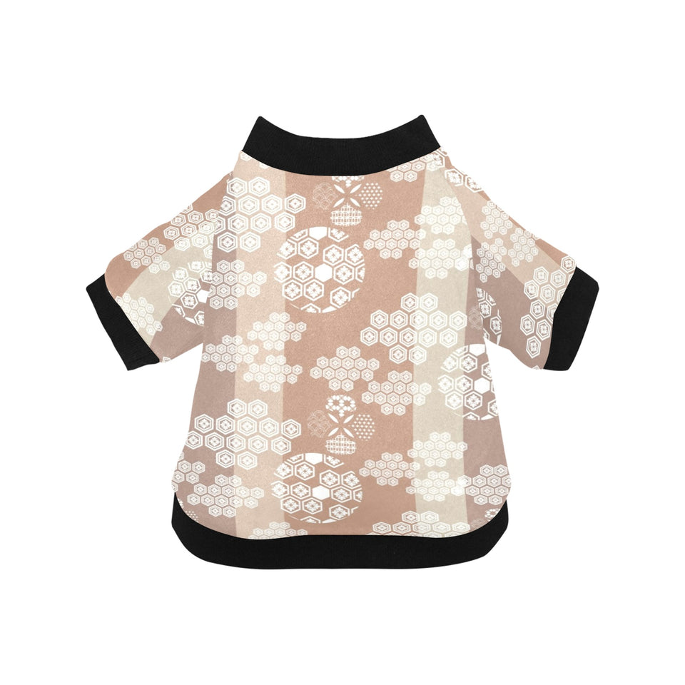 Beautiful hexagon japanese  pattern All Over Print Pet Dog Round Neck Fuzzy Shirt