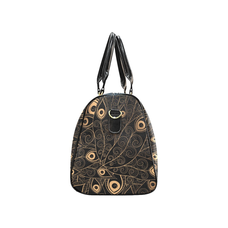 Gold peacock feather pattern Travel Bag