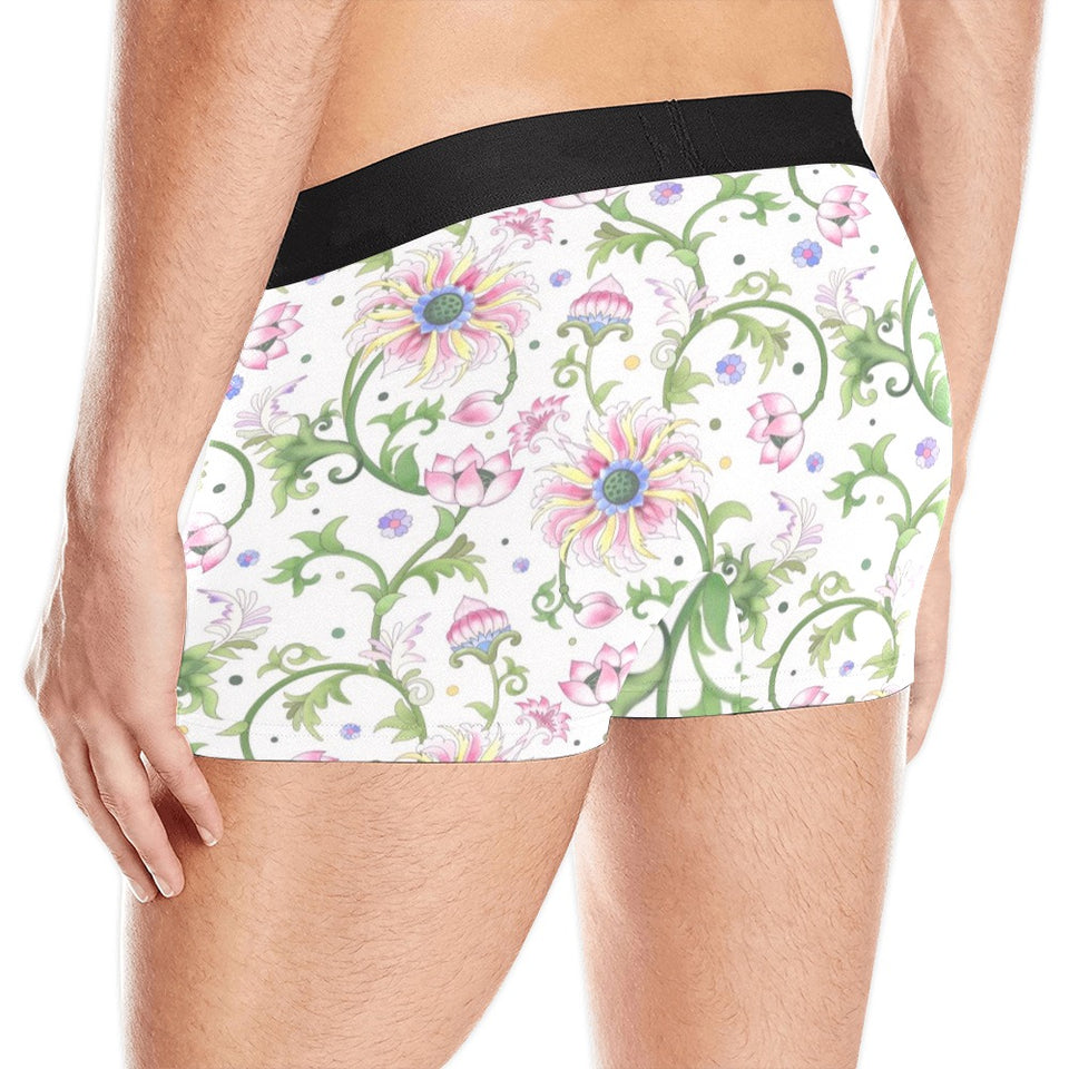 Beautiful pink lotus waterlily leaves pattern Men's All Over Print Boxer Briefs Men's Underwear