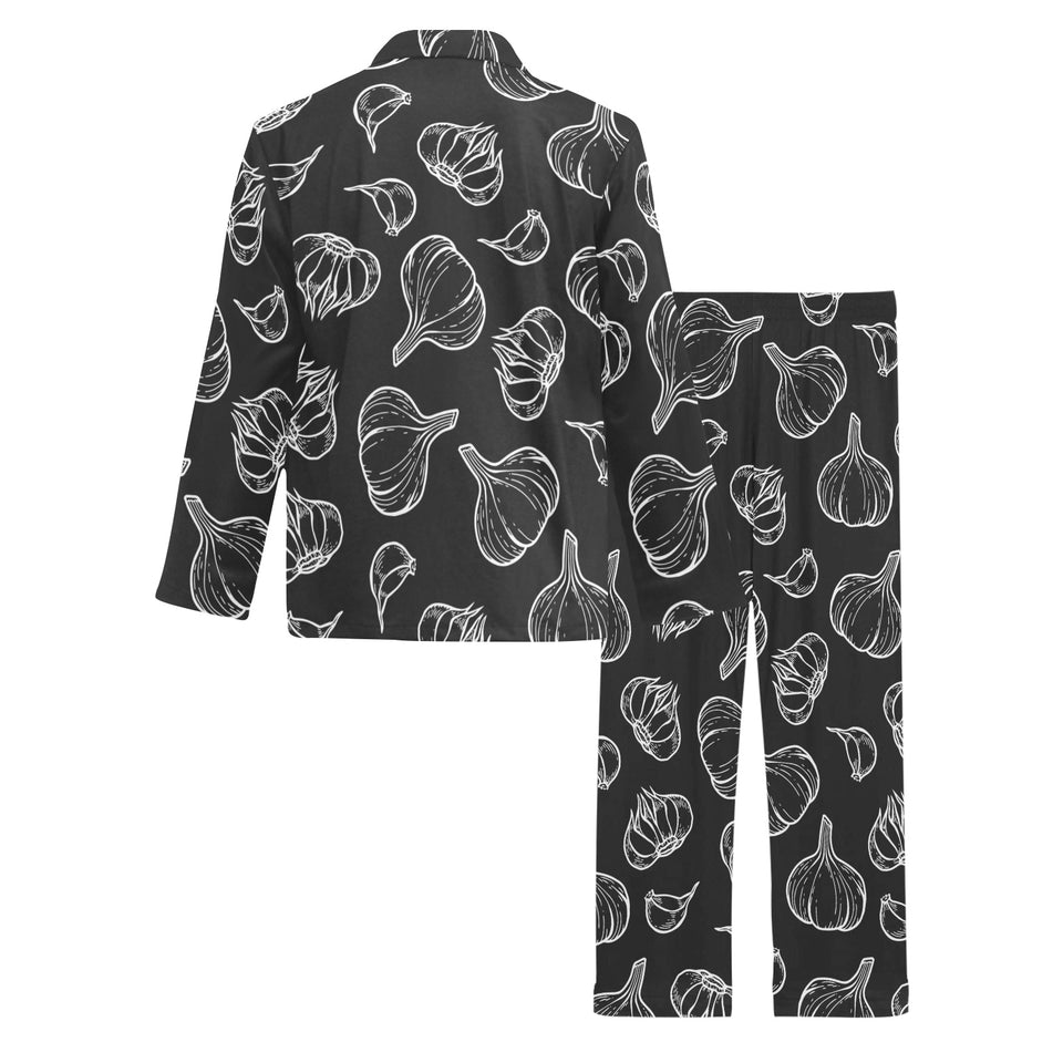 Garlic pattern black background Men's Long Pajama Set