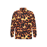 Fire flame dark pattern Men's Long Sleeve Polo Shirt