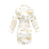 Beautiful gold japanese pattern Women's Long Sleeve Belted Night Robe