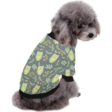 Cute owls leaves pattern All Over Print Pet Dog Round Neck Fuzzy Shirt