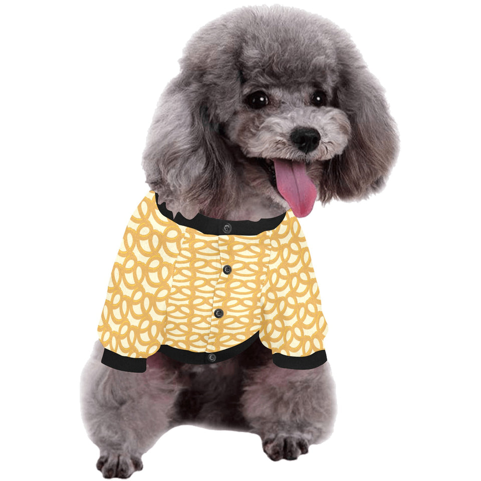 Pretzels Pattern Print Design 01 All Over Print Pet Dog Round Neck Fuzzy Shirt