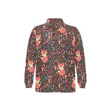 fox leaves mushroom pattern Men's Long Sleeve Polo Shirt