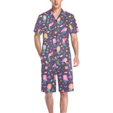 beautiful mermaid Fish jellyfish algae other marin Men's V-Neck Short Pajama Set