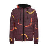 Boomerang Australian aboriginal ornament circle bl Men's Padded Hooded Jacket