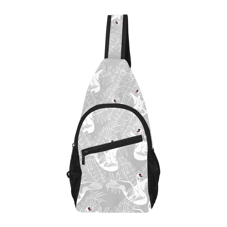 white swan gray background All Over Print Chest Bag