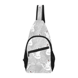 white swan gray background All Over Print Chest Bag