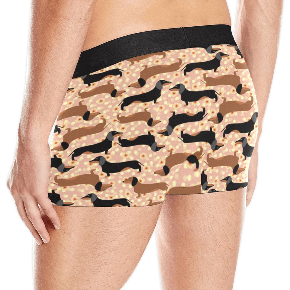 Dachshund floral background Men's All Over Print Boxer Briefs Men's Underwear