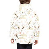 Beautiful Japanese cranes pattern Kids' Boys' Girls' Padded Hooded Jacket