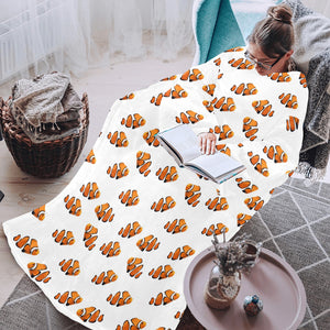 Clown Fish Pattern Print Design 03 Blanket Robe with Sleeves