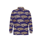 Beautiful japanese fan pattern Men's Long Sleeve Polo Shirt